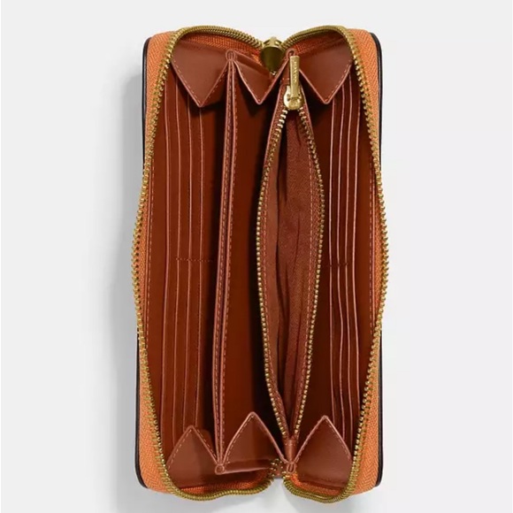 Coach Accordion Zip Wallet Brass/Faded Orange - Picture 16 of 16